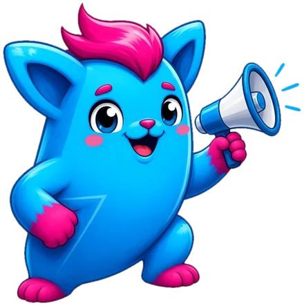 Mascota de DESCUENTOFLASH, un rayo con megáfono