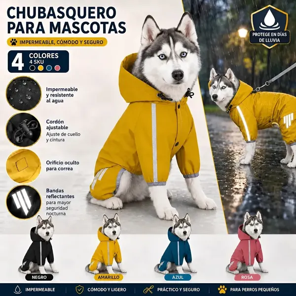 Impermeable Perro Con Capucha Reflectante en oferta en Mercado Libre Chile