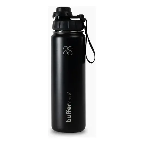 Termo Botella Agua Térmica Buffer 700ml Acero Inoxidable + 4 Tapas New Black en oferta en Mercado Libre Chile